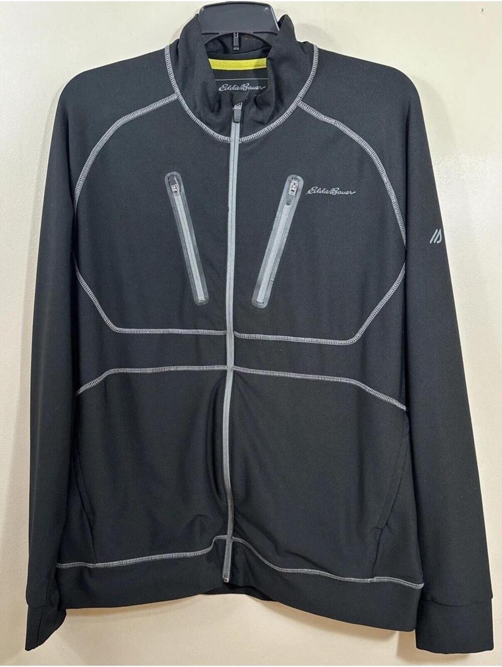 Eddie Bauer Motion FreeDry Outdoor Hiking Jacket Men's Size M Black Full Zip EUC